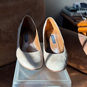 Margaux Beige Suede Heels Worn once .